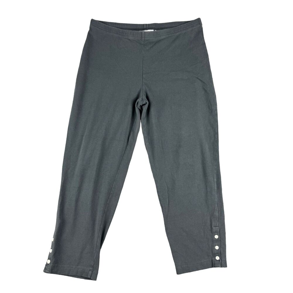 Susan Graver Leggings Women's Medium Gray Stretch Elastic Waist Pants Cotton